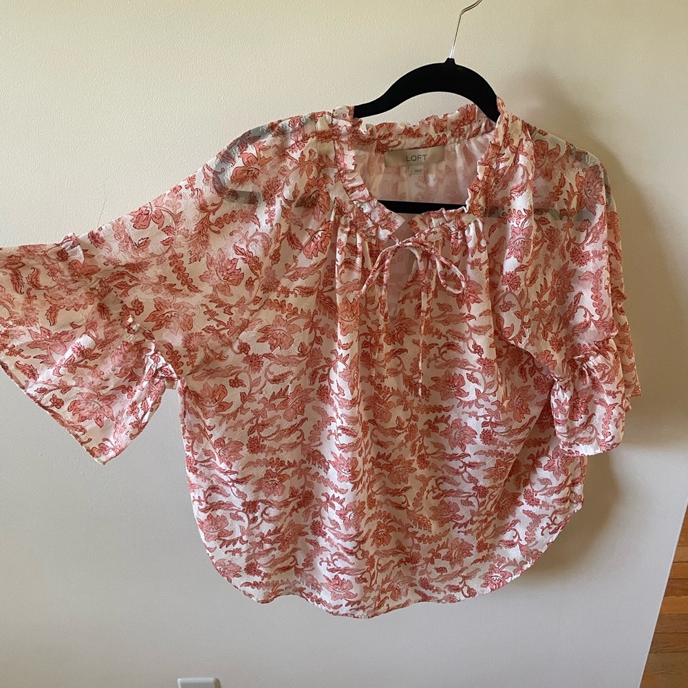 LOFT Women's Floral Pink Blouse